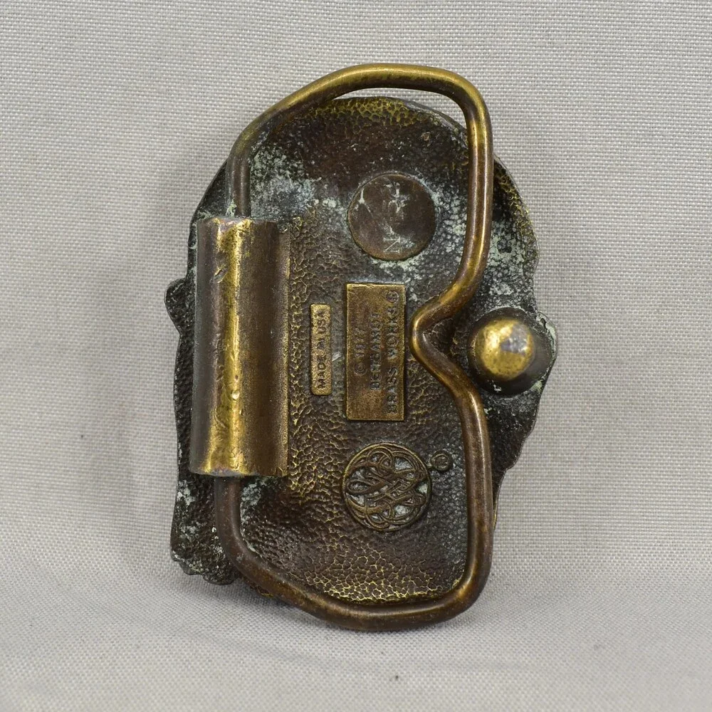 Vintage 1977 Bergamot‎ Brass Works Pirate Belt Buckle Bearded Man Face Collectib